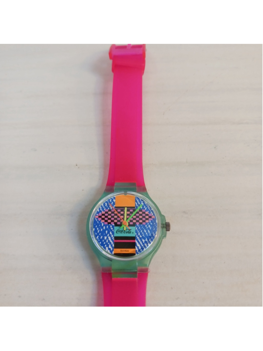 Vintage 1980's Coca Cola Wrist Watch Swiss Made Red Band Water Resistant